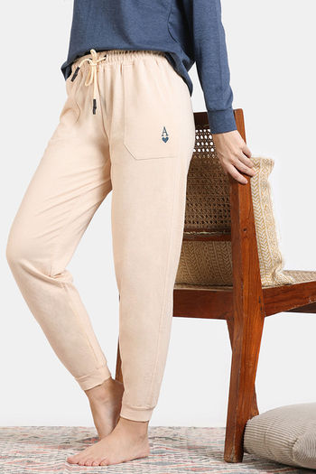Buy Zivame Taash Knit Poly Loungewear Pants - Wood Ash
